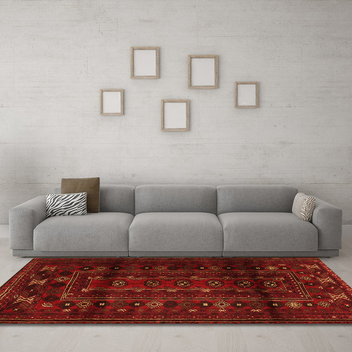 Machine Washable Persian Orange Traditional Area Rugs in a Living Room, wshtr2427org