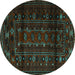 Round Persian Turquoise Traditional Rug, tr2427turq