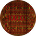 Round Persian Yellow Traditional Rug, tr2427yw