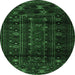 Round Persian Emerald Green Traditional Rug, tr2427emgrn