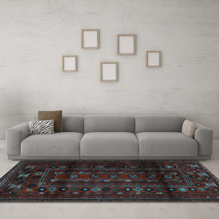 Machine Washable Persian Light Blue Traditional Rug in a Living Room, wshtr2427lblu