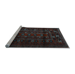 Sideview of Machine Washable Persian Light Blue Traditional Rug, wshtr2427lblu
