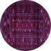 Round Persian Purple Traditional Rug, tr2427pur