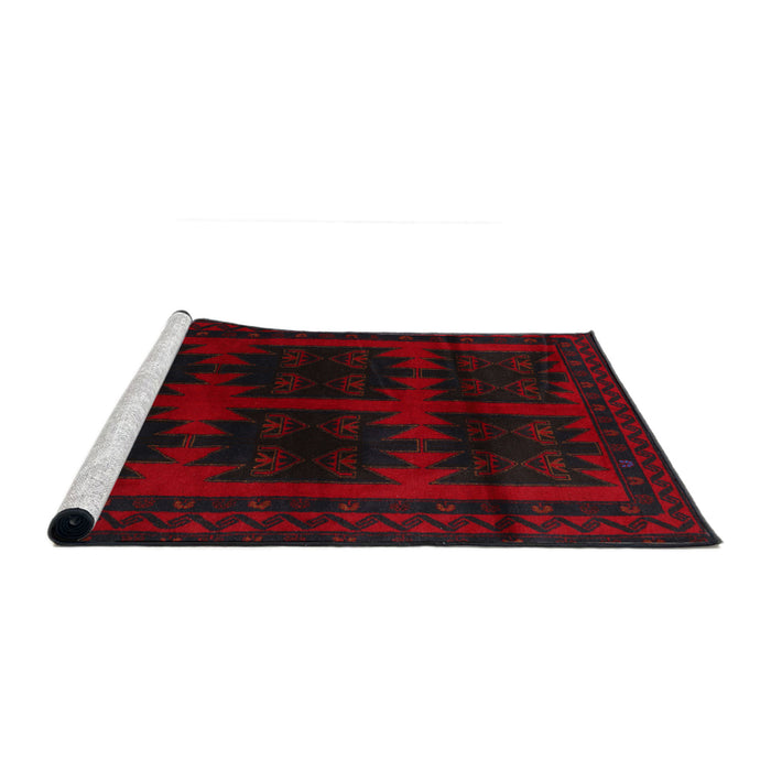 Sideview of Machine Washable Traditional Tomato Red Rug, wshtr2428