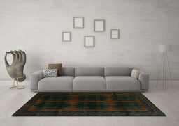 Machine Washable Persian Turquoise Traditional Area Rugs in a Living Room,, wshtr2428turq