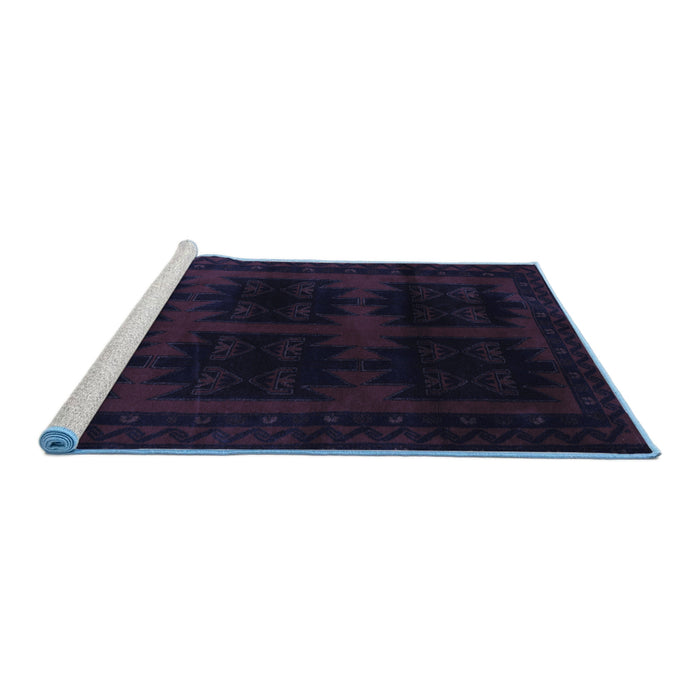 Sideview of Machine Washable Persian Blue Traditional Rug, wshtr2428blu