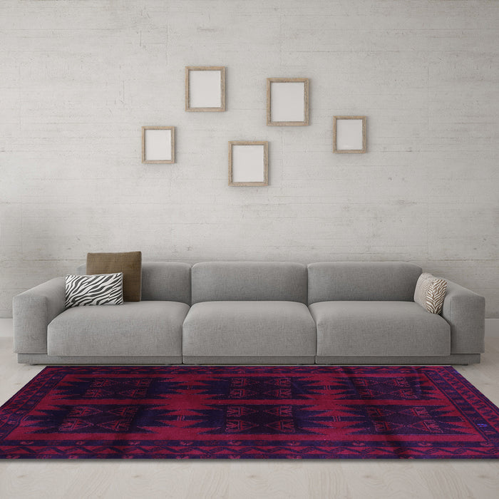 Machine Washable Persian Purple Traditional Area Rugs in a Living Room, wshtr2428pur