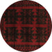 Round Persian Brown Traditional Rug, tr2428brn