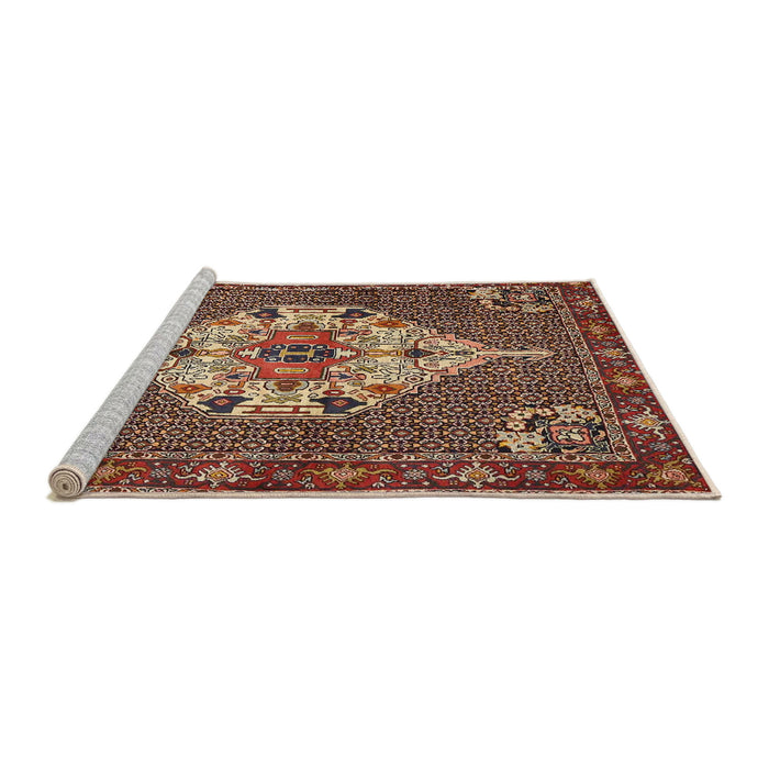 Sideview of Machine Washable Traditional Saffron Red Rug, wshtr2429