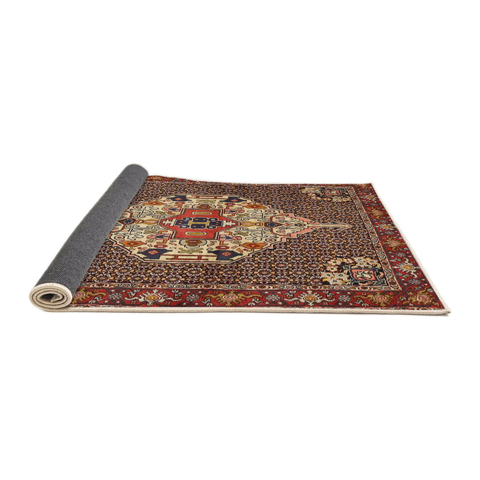 Sideview of Traditional Saffron Red Persian Rug, tr2429