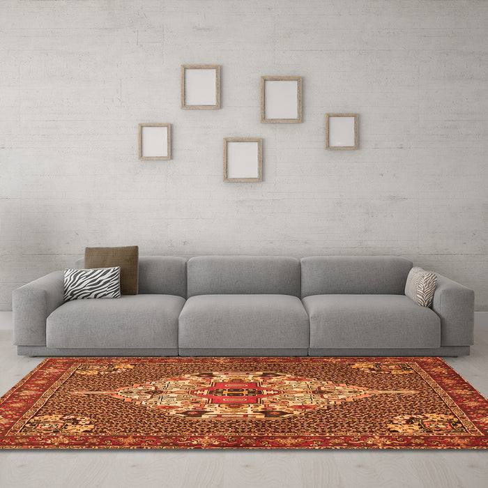 Machine Washable Persian Orange Traditional Area Rugs in a Living Room, wshtr2429org
