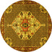 Round Persian Yellow Traditional Rug, tr2429yw