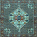 Square Machine Washable Persian Light Blue Traditional Rug, wshtr2429lblu