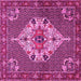 Square Machine Washable Persian Pink Traditional Rug, wshtr2429pnk