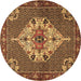 Round Persian Brown Traditional Rug, tr2429brn