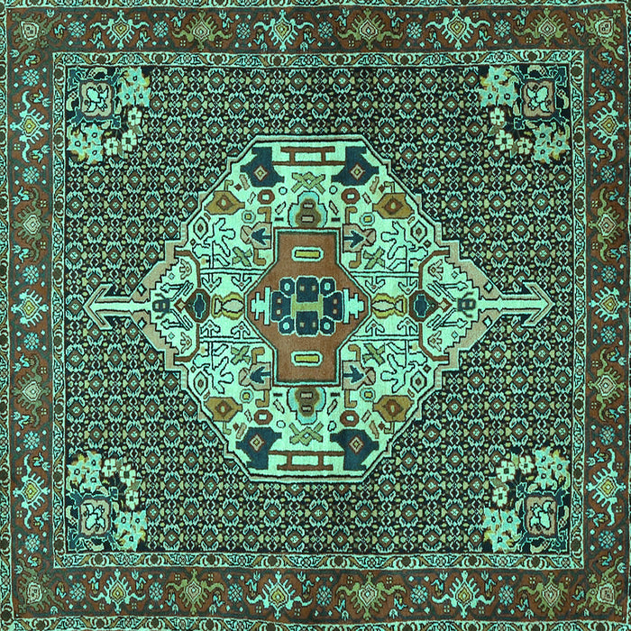 Square Machine Washable Persian Turquoise Traditional Area Rugs, wshtr2429turq