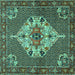 Square Machine Washable Persian Turquoise Traditional Area Rugs, wshtr2429turq