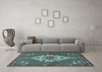 Machine Washable Persian Light Blue Traditional Rug, wshtr2429lblu