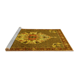 Sideview of Machine Washable Persian Yellow Traditional Rug, wshtr2429yw