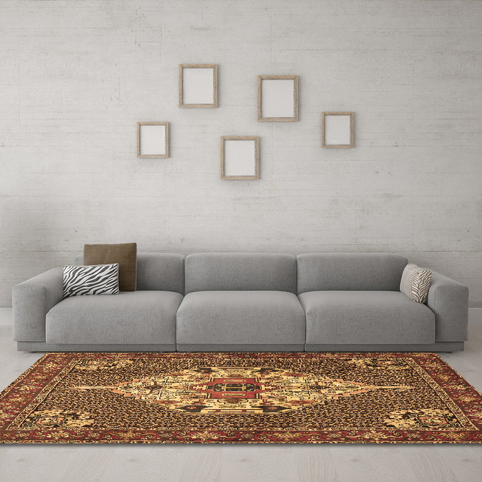 Machine Washable Persian Brown Traditional Rug in a Living Room,, wshtr2429brn