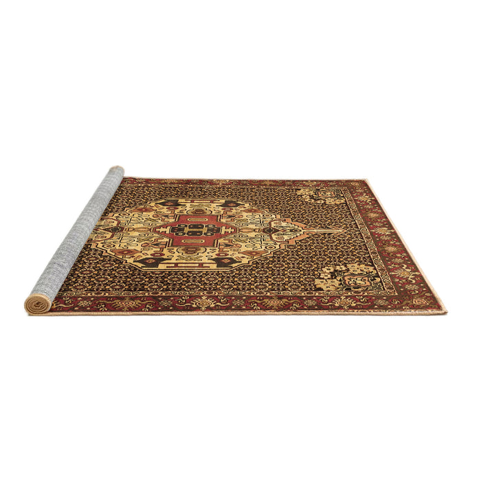 Sideview of Machine Washable Persian Brown Traditional Rug, wshtr2429brn