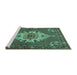 Sideview of Machine Washable Persian Turquoise Traditional Area Rugs, wshtr2429turq