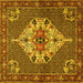 Square Machine Washable Persian Yellow Traditional Rug, wshtr2429yw