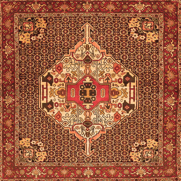 Round Machine Washable Persian Orange Traditional Area Rugs, wshtr2429org