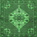 Square Machine Washable Persian Emerald Green Traditional Area Rugs, wshtr2429emgrn