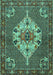 Machine Washable Persian Turquoise Traditional Area Rugs, wshtr2429turq