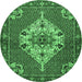 Round Persian Emerald Green Traditional Rug, tr2429emgrn