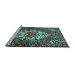 Sideview of Machine Washable Persian Light Blue Traditional Rug, wshtr2429lblu