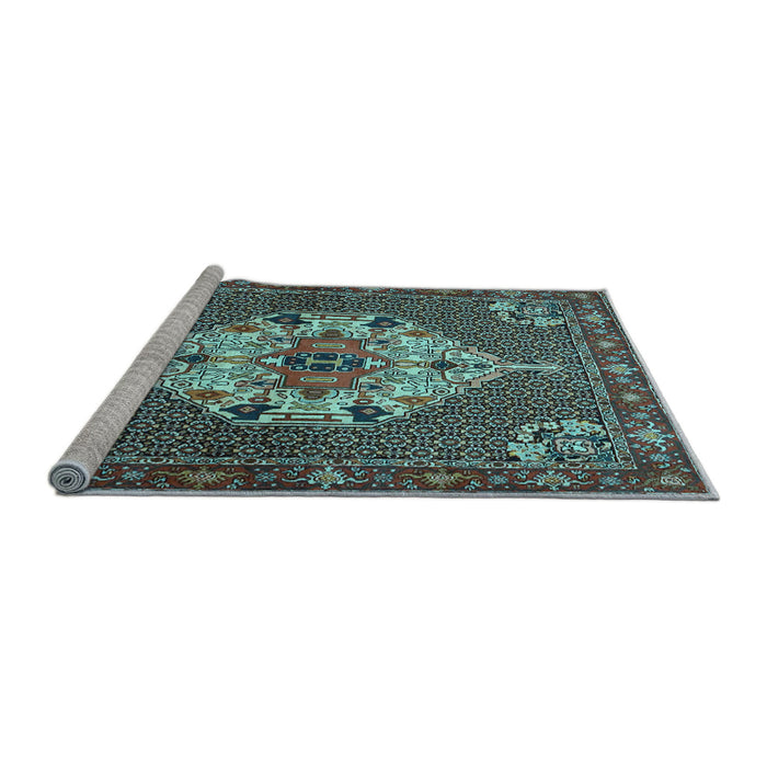 Sideview of Machine Washable Persian Light Blue Traditional Rug, wshtr2429lblu