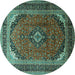 Round Medallion Turquoise Traditional Rug, tr242turq