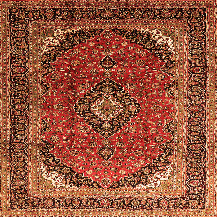 Serging Thickness of Medallion Orange Traditional Rug, tr242org