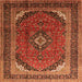 Serging Thickness of Medallion Orange Traditional Rug, tr242org