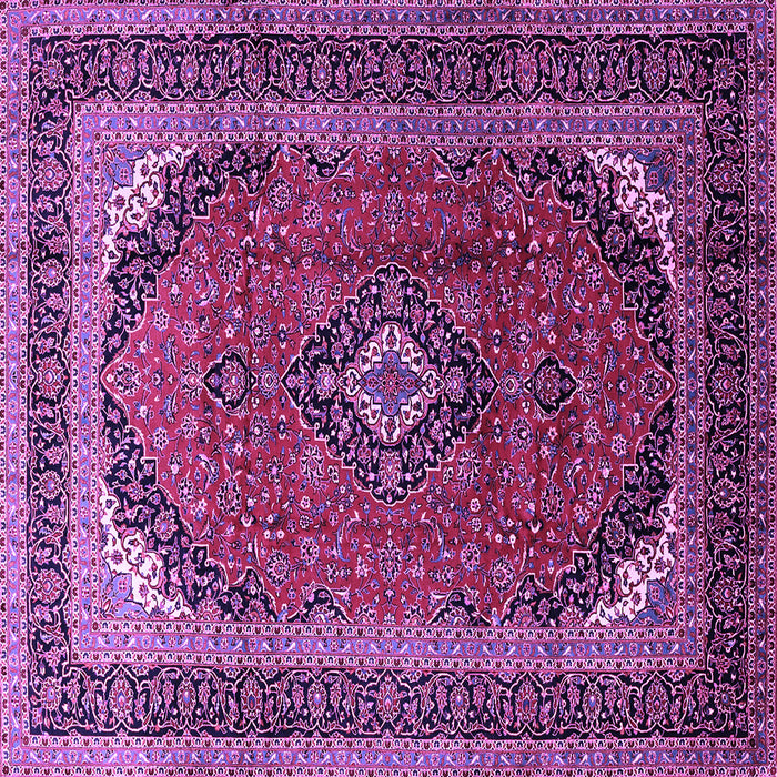 Square Machine Washable Medallion Purple Traditional Area Rugs, wshtr242pur