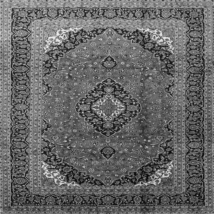 Round Machine Washable Medallion Gray Traditional Rug, wshtr242gry