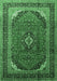 Machine Washable Medallion Emerald Green Traditional Area Rugs, wshtr242emgrn