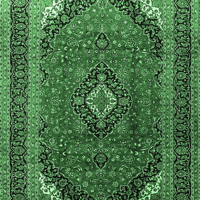Machine Washable Medallion Emerald Green Traditional Area Rugs, wshtr242emgrn
