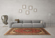 Machine Washable Medallion Brown Traditional Rug in a Living Room,, wshtr242brn