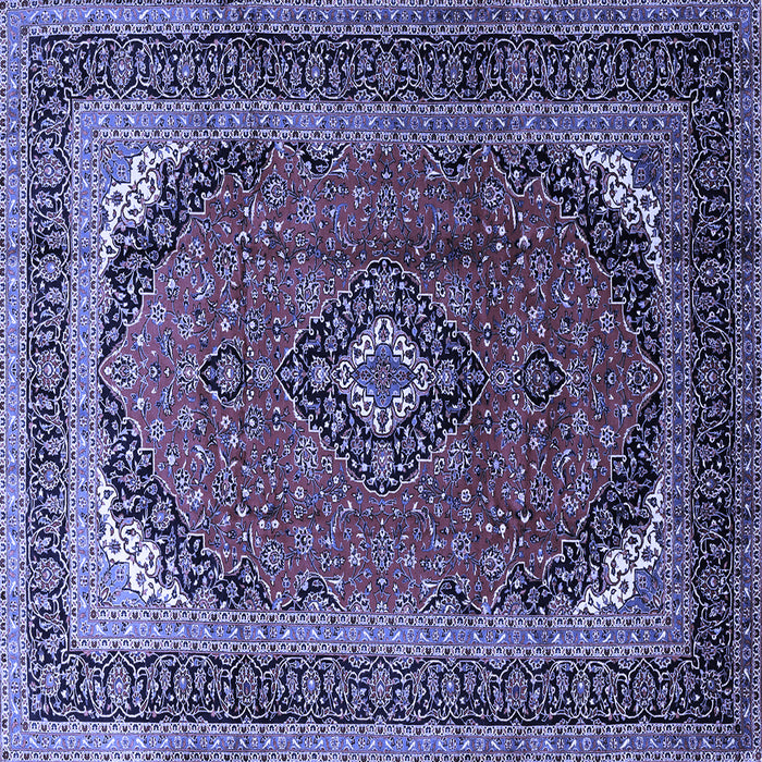 Square Machine Washable Medallion Blue Traditional Rug, wshtr242blu