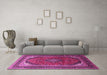 Machine Washable Medallion Pink Traditional Rug in a Living Room, wshtr242pnk