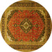 Round Medallion Yellow Traditional Rug, tr242yw