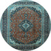 Round Medallion Light Blue Traditional Rug, tr242lblu