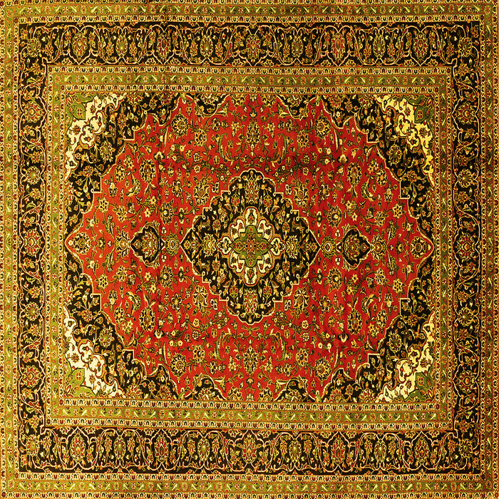 Square Medallion Yellow Traditional Rug, tr242yw