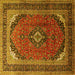 Square Medallion Yellow Traditional Rug, tr242yw