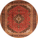 Square Medallion Orange Traditional Rug, tr242org