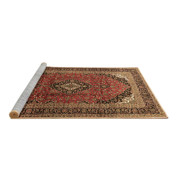 Sideview of Machine Washable Medallion Brown Traditional Rug, wshtr242brn