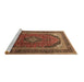 Sideview of Machine Washable Medallion Brown Traditional Rug, wshtr242brn